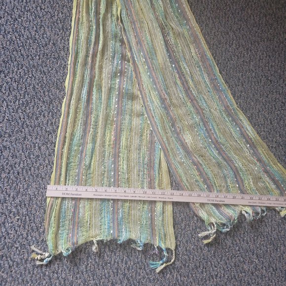 Lightweight Chartreuse Yellow Metallic Scarf - Picture 7 of 10